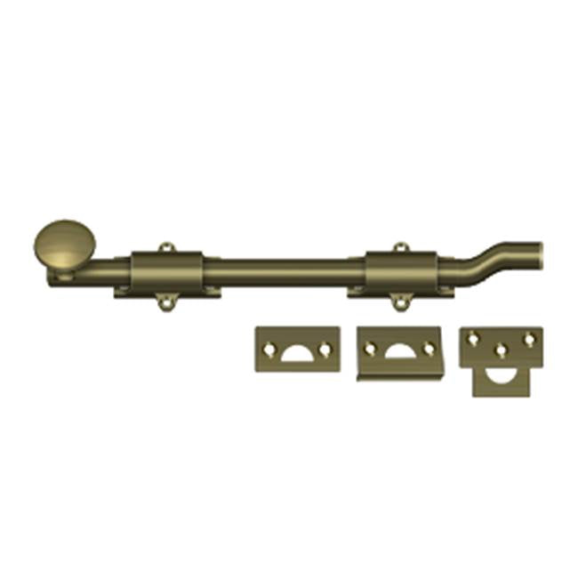 Deltana - 10'' Surface Bolt w/ Off-set, HD - Antique Brass