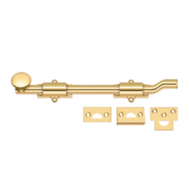 Deltana - 10'' Surface Bolt w/ Off-set, HD - PVD Polished Brass
