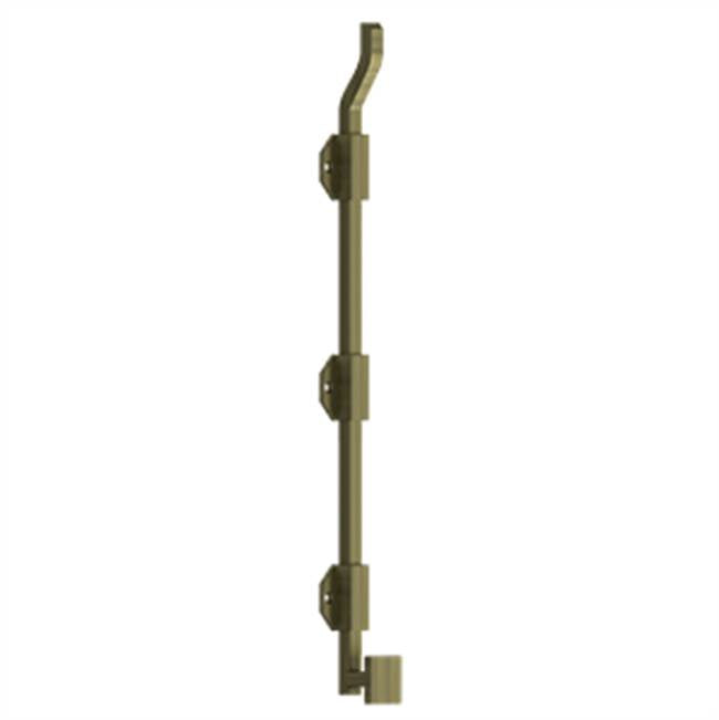 Deltana - 18'' Modern Offset Surface Bolt, HD, Solid Brass - Antique Brass