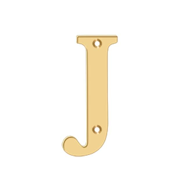 Deltana - 4'' Residential Letter J - PVD Polished Brass