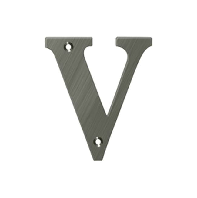 Deltana - 4'' Residential Letter V - Antique Nickel