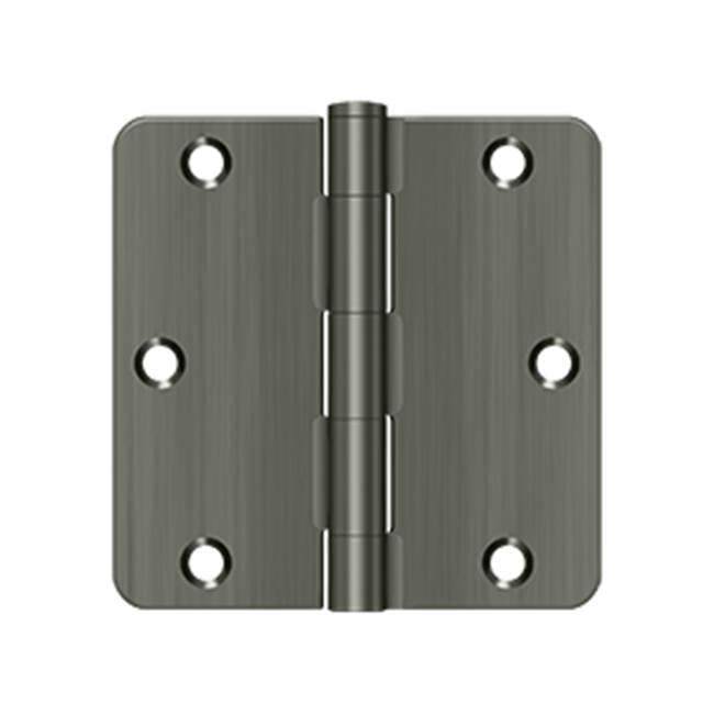 Deltana - 3-1/2'' x 3-1/2'' x 1/4'' Radius Hinge, Residential Thickness - Antique Nickel