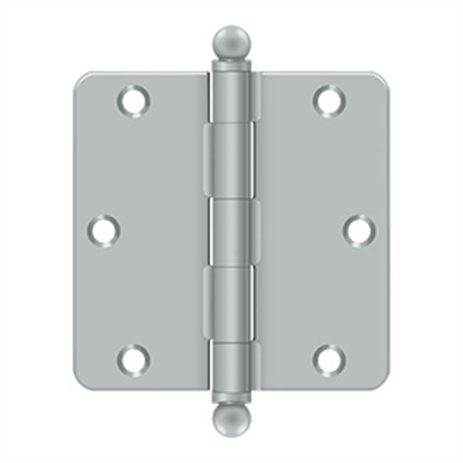 Deltana - 3-1/2'' x 3-1/2'' x 1/4'' Radius Hinge, w/ Ball Tips - Brushed Chrome