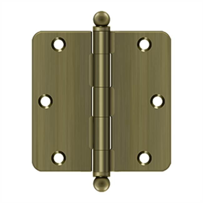 Deltana - 3-1/2'' x 3-1/2'' x 1/4'' Radius Hinge, Residential Thickness - Antique Brass