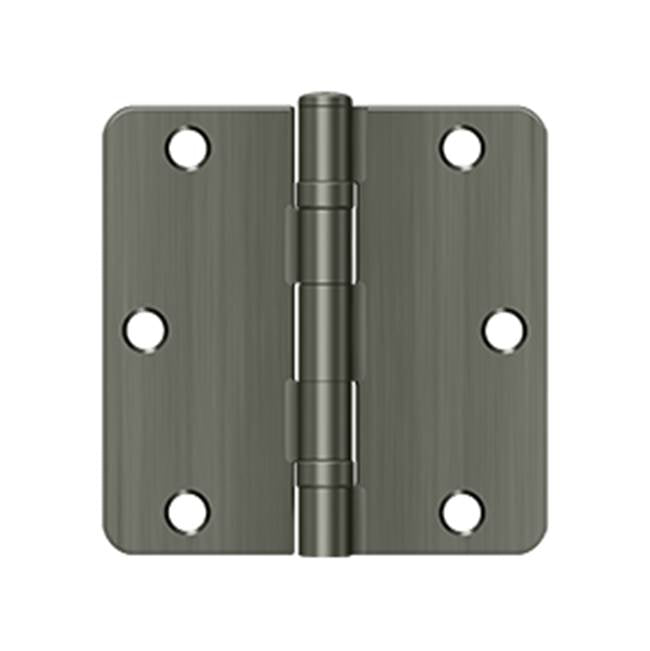 Deltana - 3-1/2'' x 3-1/2'' x 1/4'' Radius Hinge, Ball Bearing - Antique Nickel