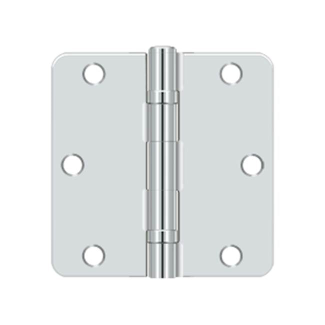 Deltana - 3-1/2'' x 3-1/2'' x 1/4'' Radius Hinge, Ball Bearing - Polished Chrome