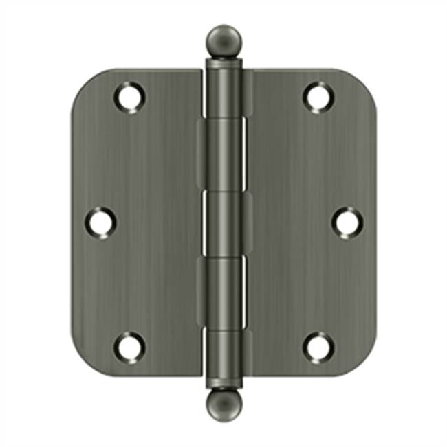 Deltana - 3-1/2'' x 3-1/2'' x 5/8'' Radius Hinge, w/ Ball Tips - Antique Nickel