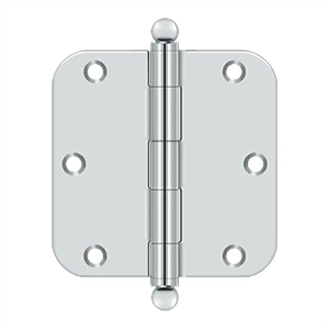 Deltana - 3-1/2'' x 3-1/2'' x 5/8'' Radius Hinge, w/ Ball Tips - Polished Chrome