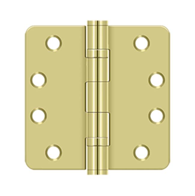 Deltana - 4'' x 4'' x 1/4'' Radius Hinge, HD, Ball Bearings - Polished Brass