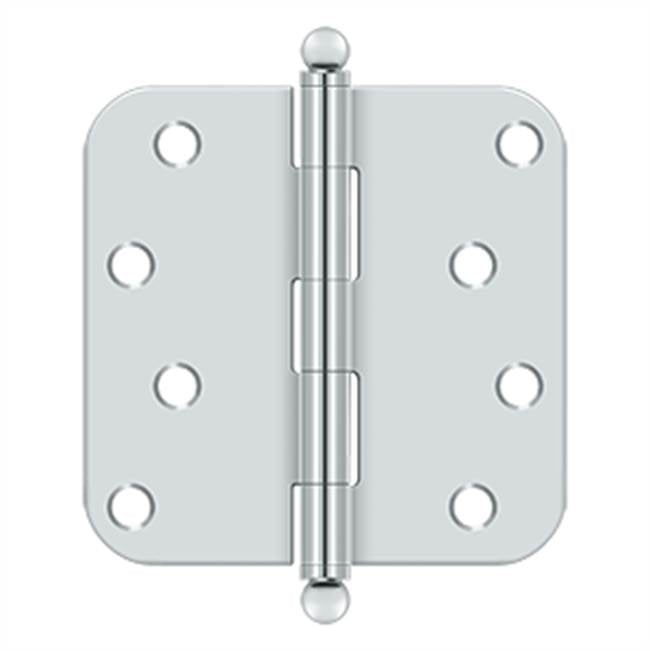 Deltana - 4'' x 4'' x 5/8'' Radius Hinge, w/ Ball Tips - Polished Chrome