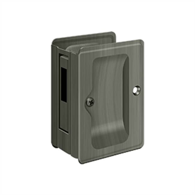 Deltana - HD Pocket Lock, Adjustable, 3-1/4'' x 2-1/4'' Sliding Door Receiver - Antique Nickel