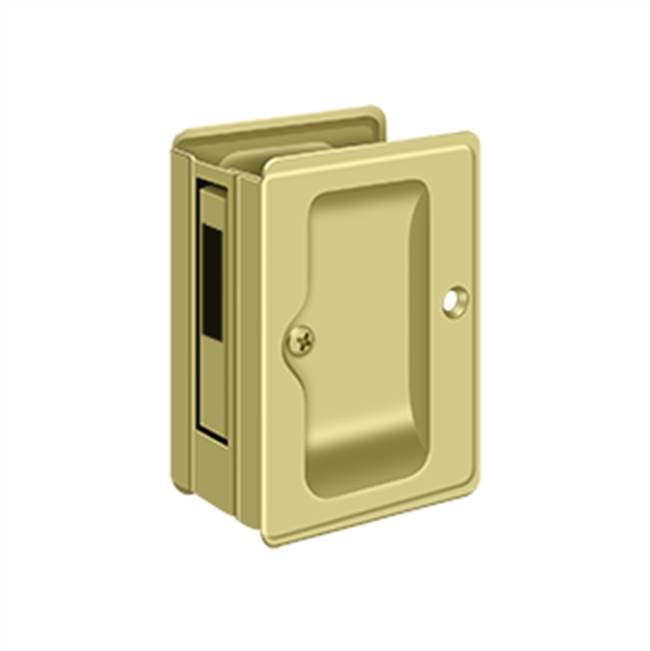 Deltana - HD Pocket Lock, Adjustable, 3-1/4'' x 2-1/4'' Sliding Door Receiver - Polished Brass