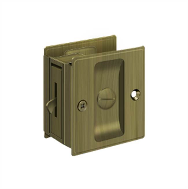 Deltana - Pocket Lock, 2-1/2'' x 2-3/4'' Privacy - Antique Brass