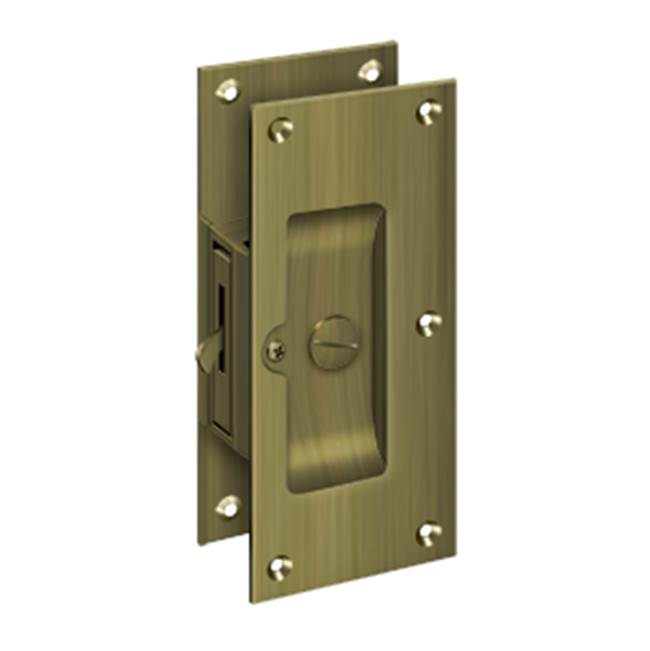 Deltana - Decorative Pocket Lock 6'', Privacy - Antique Brass