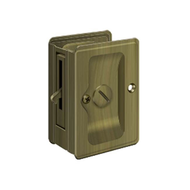 Deltana - HD Pocket Lock, Adjustable, 3-1/4'' x 2-1/4'' Privacy - Antique Brass