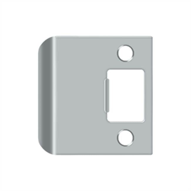 Deltana - Extended Lip Strike Plate, 2 1/4'' x 2-1/4'' - Brushed Chrome