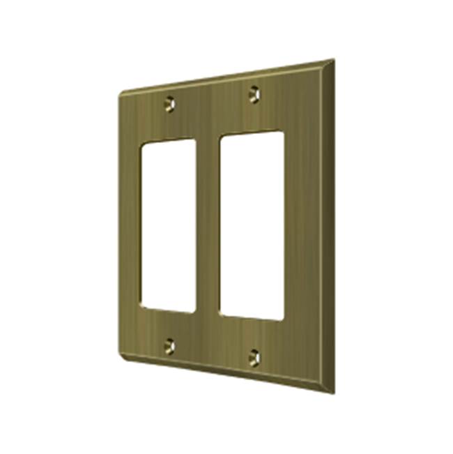 Deltana - Switch Plate, Double Rocker - Antique Brass