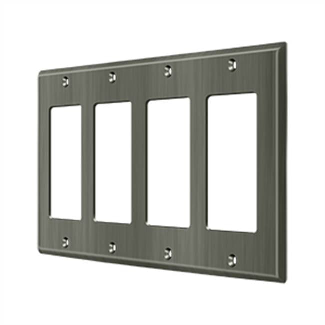 Deltana - Switch Plate, Quadruple Rocker - Antique Nickel