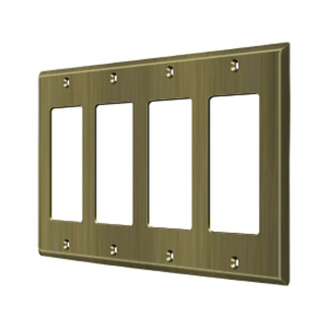 Deltana - Switch Plate, Quadruple Rocker - Antique Brass