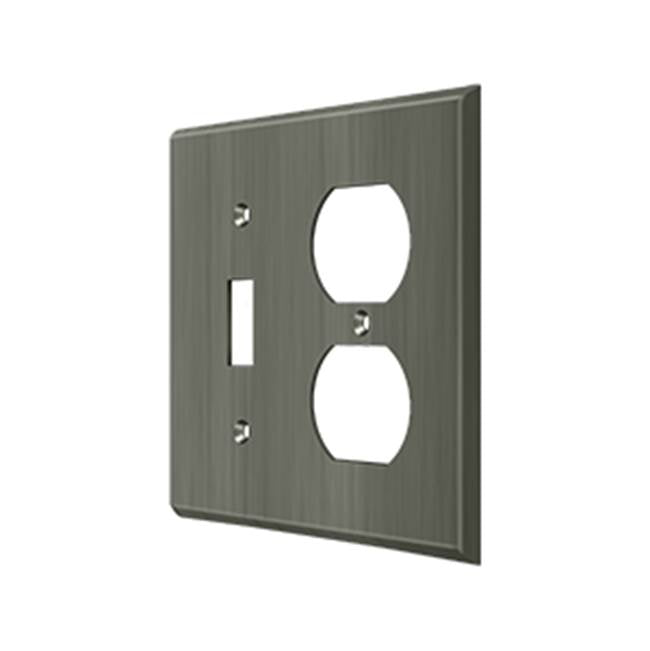 Deltana - Switch Plate, Single Switch/Double Outlet - Antique Nickel