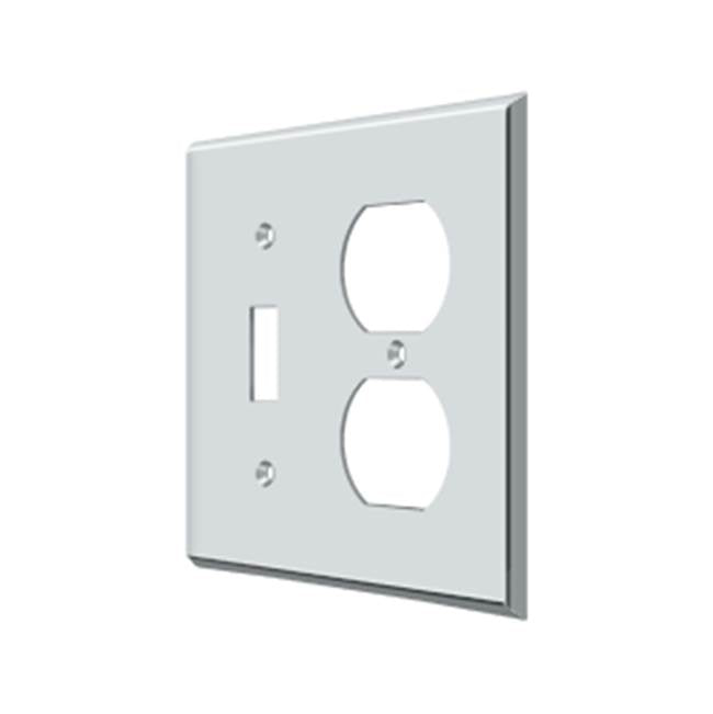 Deltana - Switch Plate, Single Switch/Double Outlet - Polished Chrome