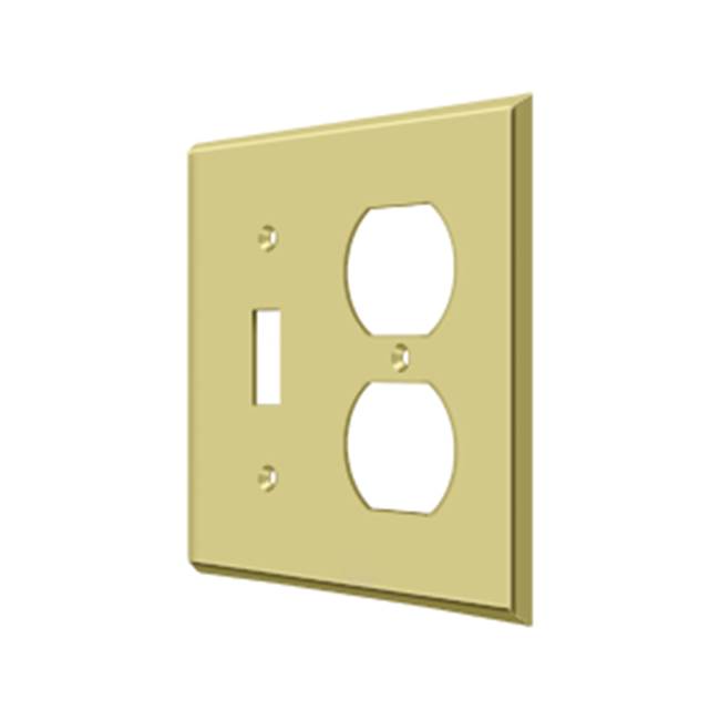 Deltana - Switch Plate, Single Switch/Double Outlet - Polished Brass