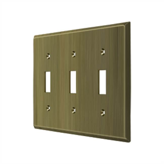Deltana - Switch Plate, Triple Standard - Antique Brass