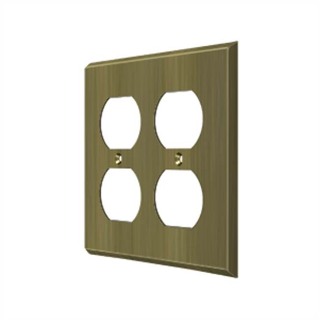 Deltana - Switch Plate, Quadruple Outlet - Antique Brass