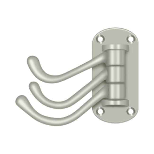 Deltana - Triple Swivel Hook, Heavy Duty, 4'' Projection - Brushed Nickel