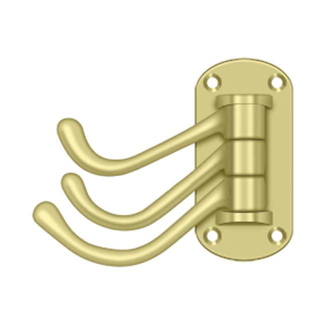 Deltana - Triple Swivel Hook, Heavy Duty, 4'' Projection - Polished Brass