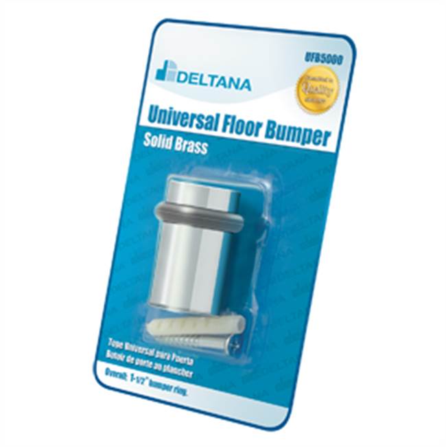 Deltana - Universal Floor Bumper Blister Pack 2'', Solid Brass - Polished Chrome