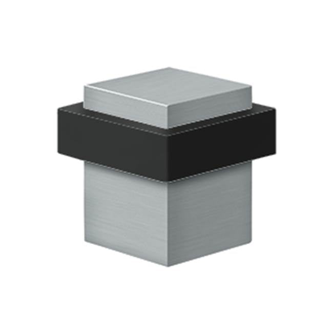 Deltana - Square Universal Floor Bumper 1-3/8'', Solid Brass - Brushed Chrome