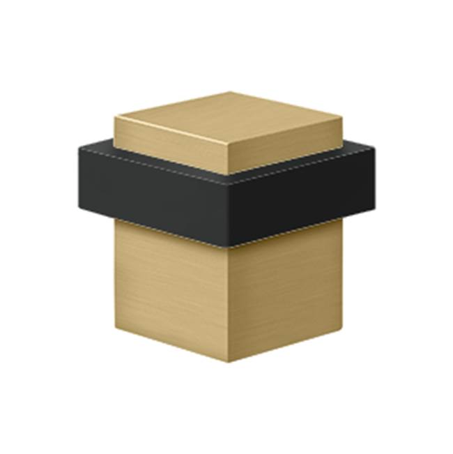 Deltana - Square Universal Floor Bumper 1-3/8'', Solid Brass - Brushed Brass