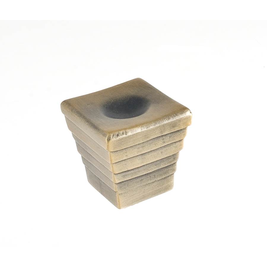 Du Verre - Forged 2 Medium Cube Knob 1 1/4 Inch - Antique Brass - Antique Brass