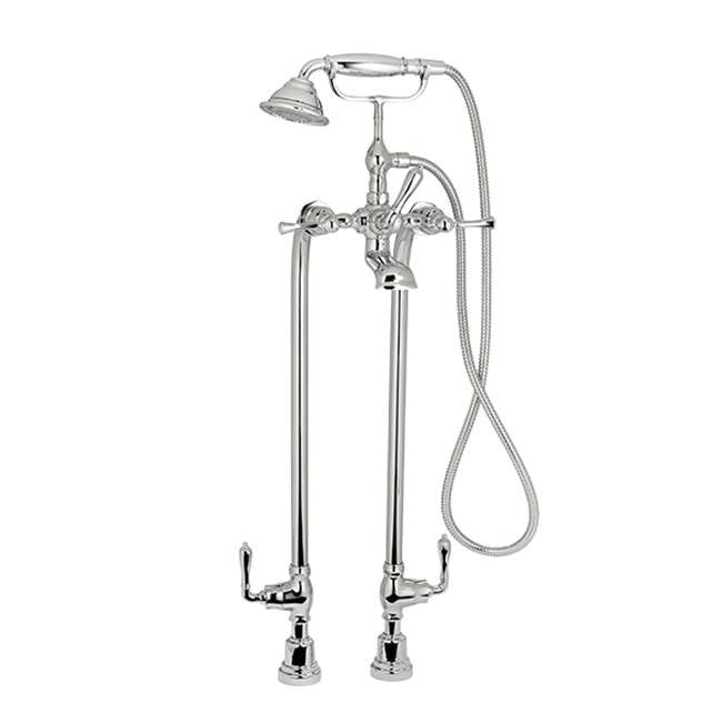 DXV - Transitional Floor Mount Bathtub Filler with Hand Shower and Randall Lever Handles - Polished Chrome