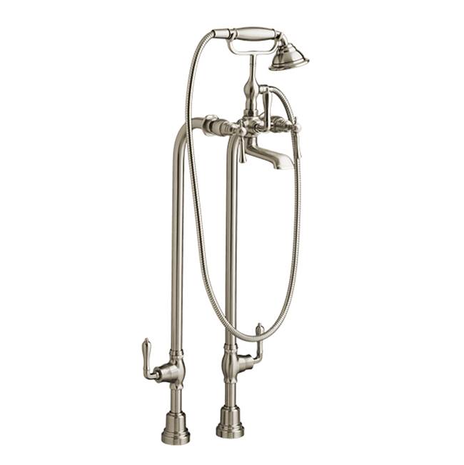 DXV - Transitional Floor Mount Bathtub Filler with Hand Shower and Randall Lever Handles - Brushed Nickel