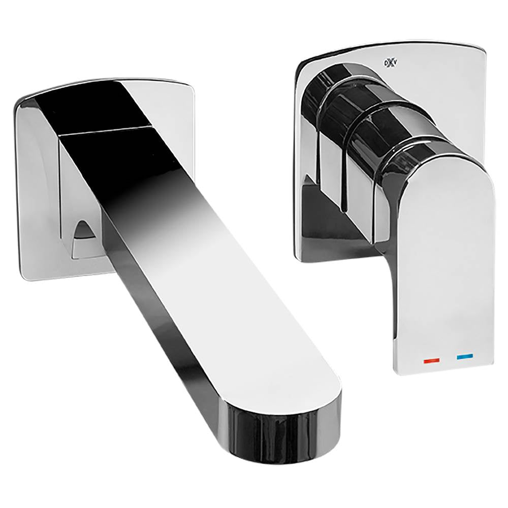 DXV - Equility Single Handle Wall Mount Bathroom Faucet with Indicator Markings and Lever Handle - Polished Chrome