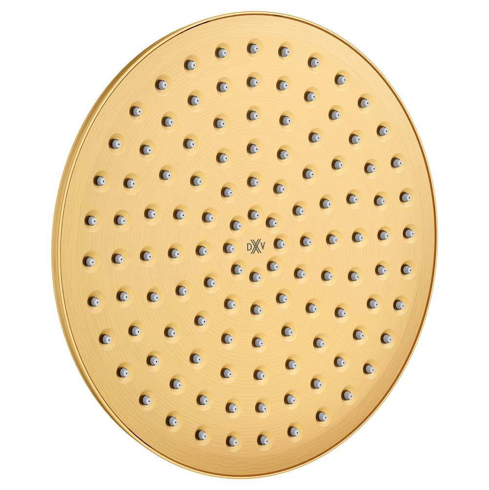DXV - Oak Hill Single Function 10 in. Round Rain Can Showerhead - Satin Brass