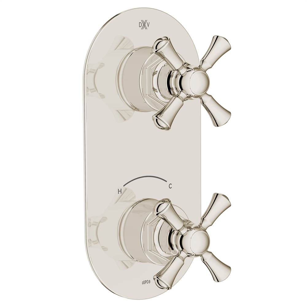 DXV - Oak Hill 2-Handle Thermostatic Valve Trim Only with Cross Handles - Platinum Nickel