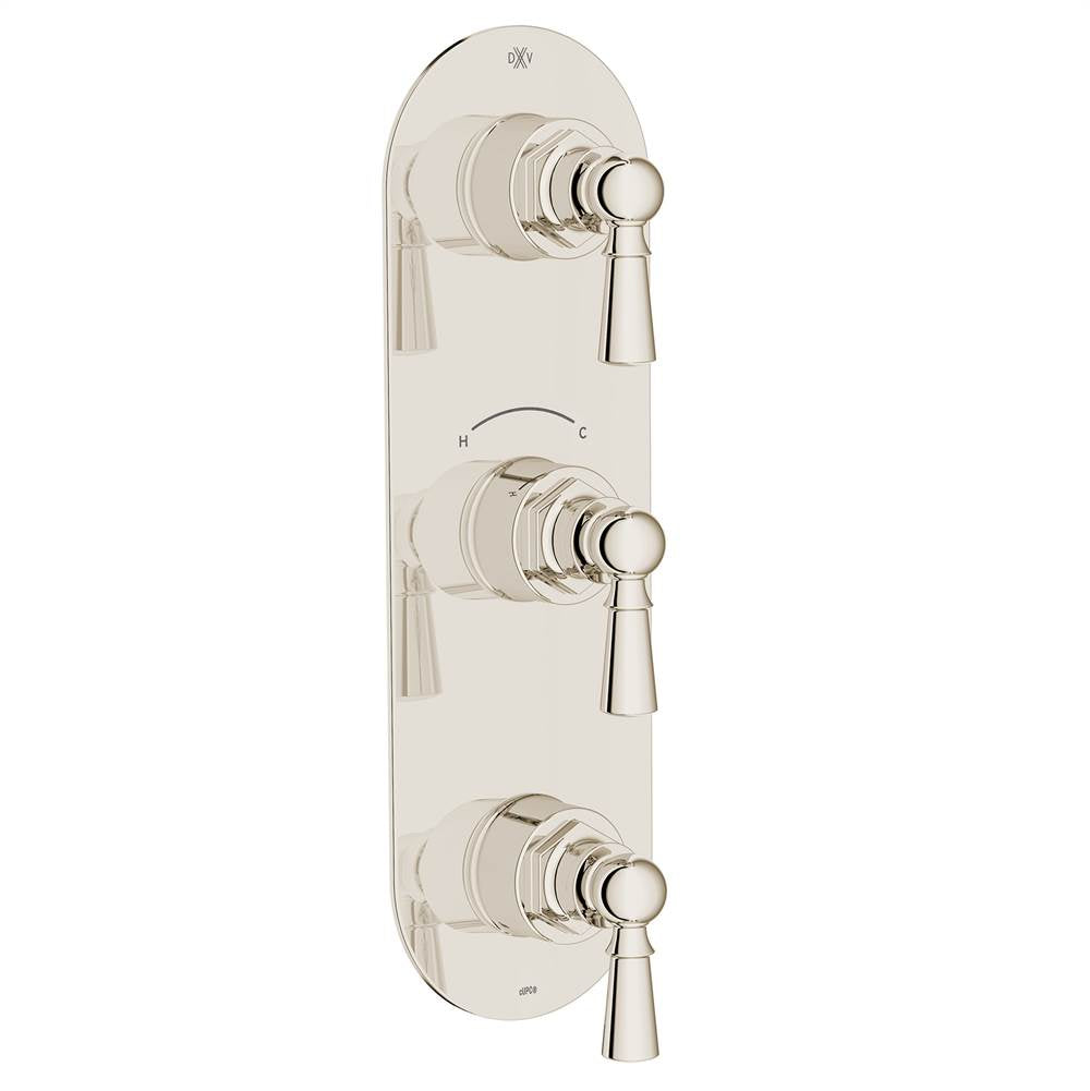 DXV - Oak Hill 3-Handle Thermostatic Valve Trim Only with Lever Handles - Platinum Nickel