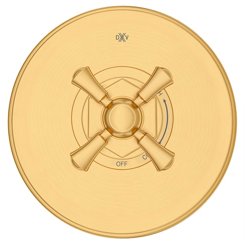 DXV - Oak Hill Single Handle Pressure Balance Valve Trim Only with Cross Handle - Satin Brass