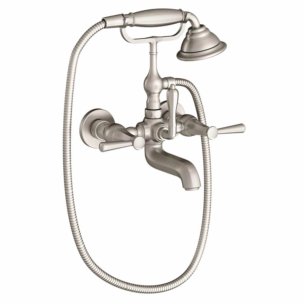 DXV - Fitzgerald Wall Mount Bathtub Faucet with Hand Shower and Lever Handles - Platinum Nickel