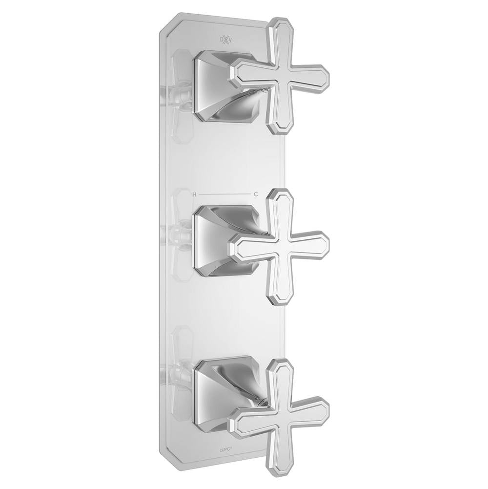 DXV - Belshire 3-Handle Thermostatic Valve Trim Only with Cross Handles - Polished Chrome