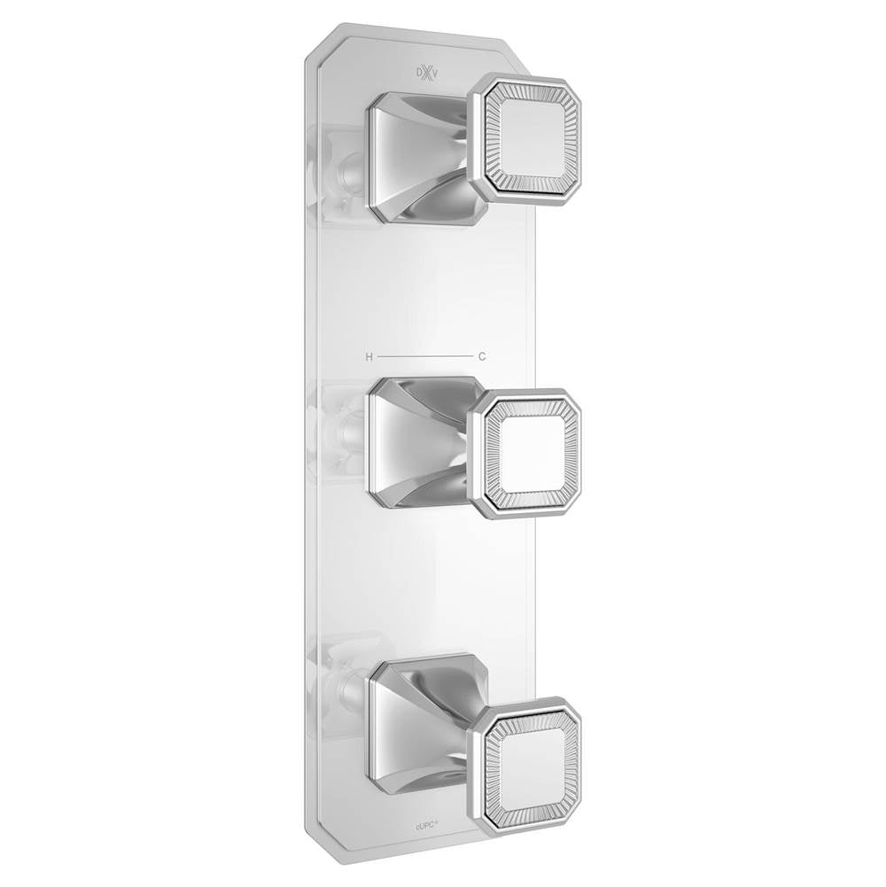 DXV - Belshire 3-Handle Thermostatic Valve Trim Only with Cushion Handles - Polished Chrome