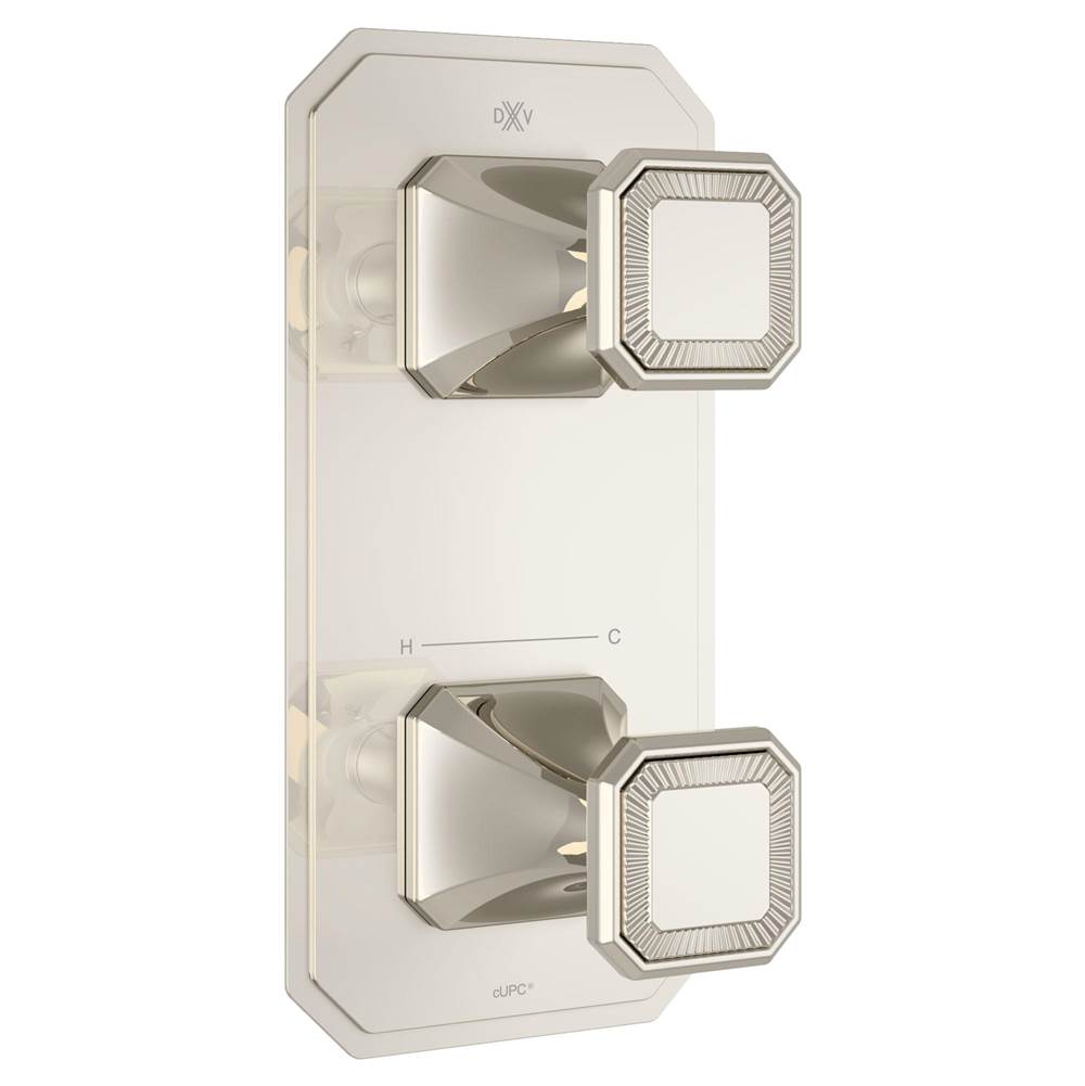 DXV - Belshire 2-Handle Thermostatic Valve Trim Only with Cushion Handles - Platinum Nickel