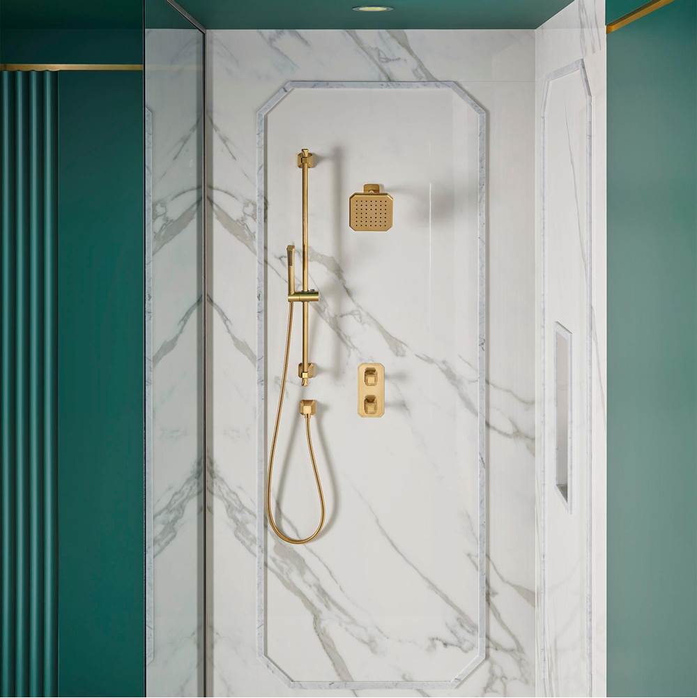 DXV - Belshire 2-Handle Thermostatic Valve Trim Only with Cushion Handles - Satin Brass