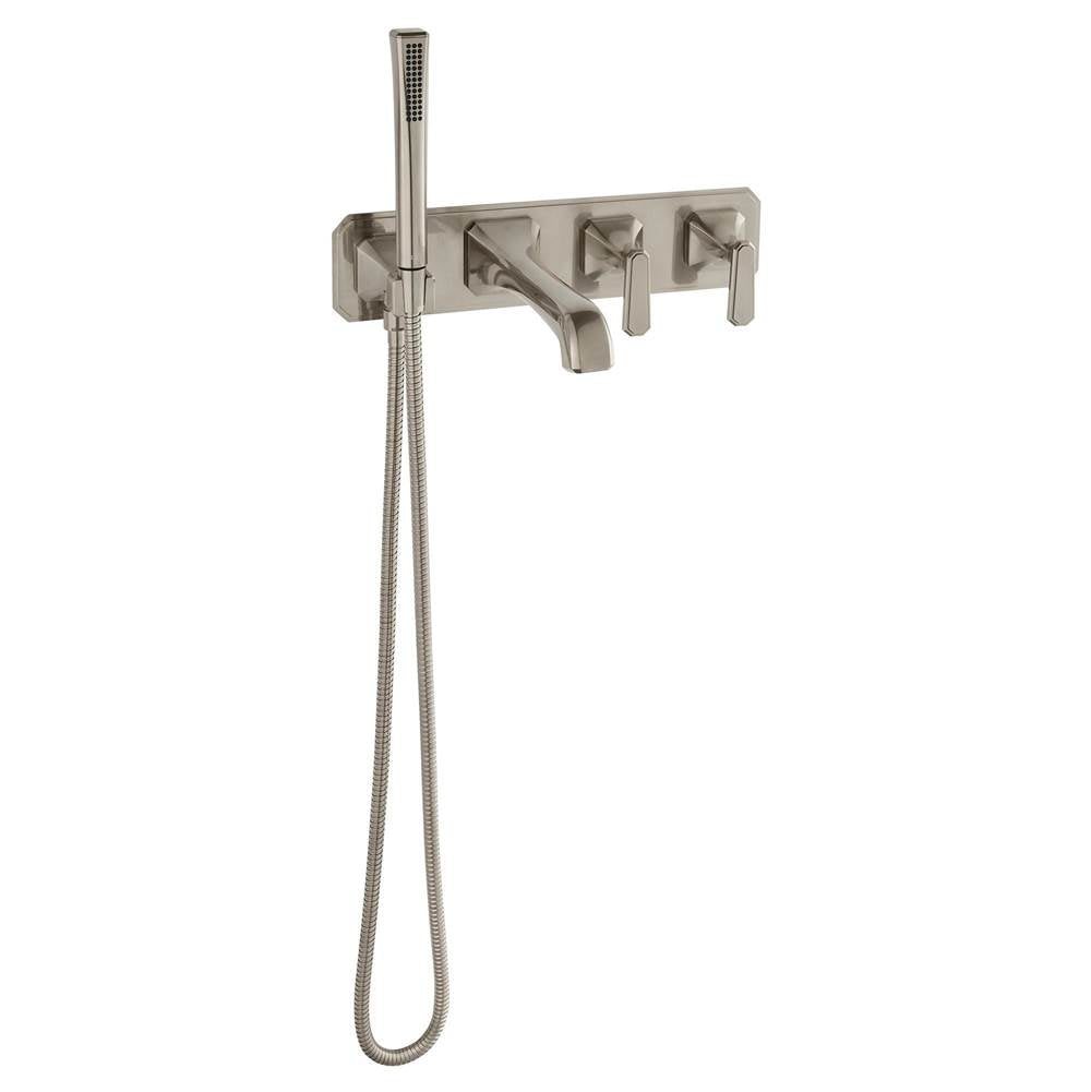 DXV - Belshire 2-Handle Wall Mount Bathtub Faucet with Hand Shower and Lever Handles - Brushed Nickel