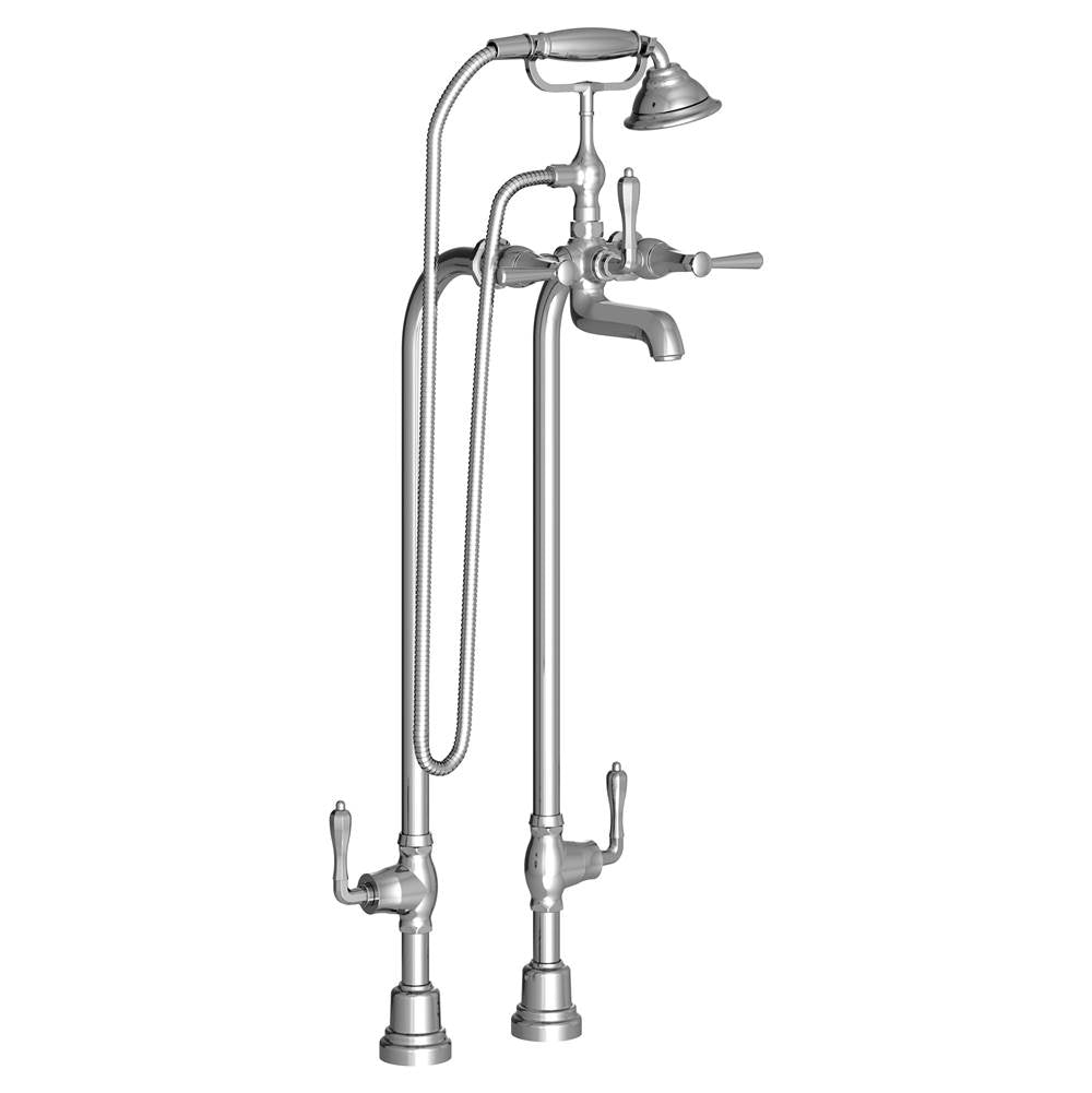 DXV - Fitzgerald Floor Mount Bathtub Filler with Hand Shower and Lever Handles - Polished Chrome