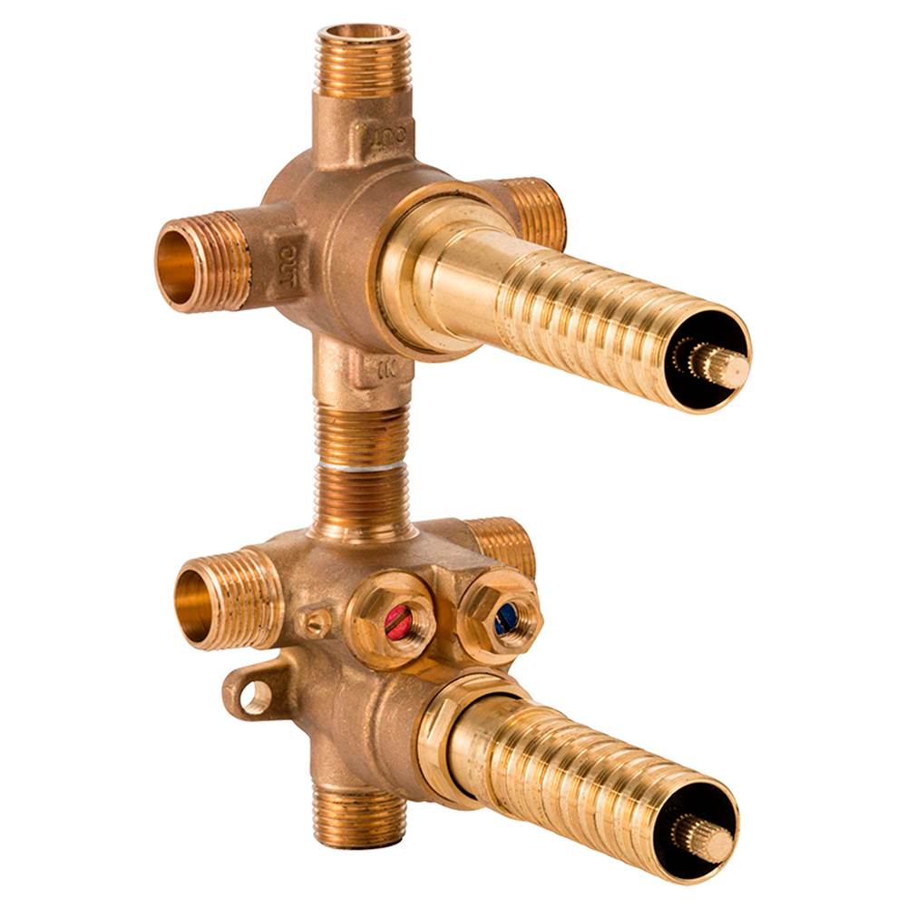 2-Handle Thermostatic Rough Valve with 3-Way Diverter Shared Functions