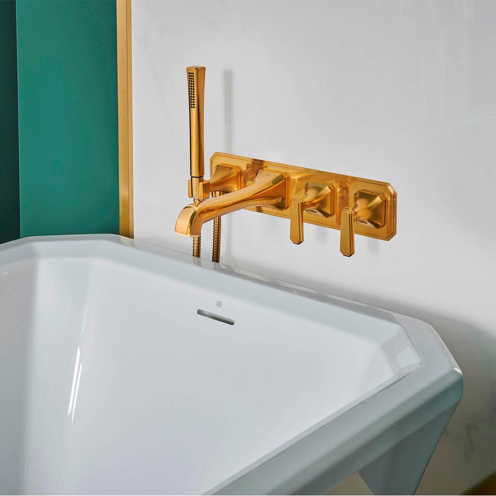 Belshire 2-Handle Wall Mount Bathtub Faucet with Hand Shower and Lever Handles